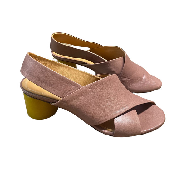 Halmanera pink crisscross yellow pump slingback sz 37 - Picture 3 of 13